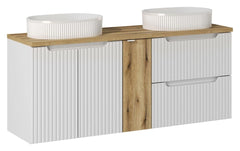 Meuble salle de bain Nova blanc 140 cm double vasque à poser avec niche centrale fermée
