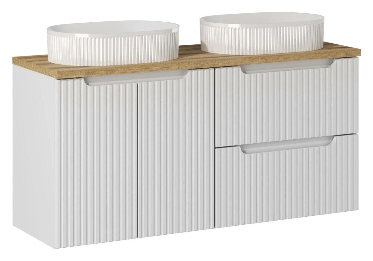 Meuble salle de bain Nova blanc 120 cm double vasque à poser 2 portes et 2 tiroirs