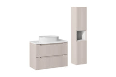 Ensemble salle de bain Nova cachemire 80 cm 2 tiroirs vasque à poser avec colonne