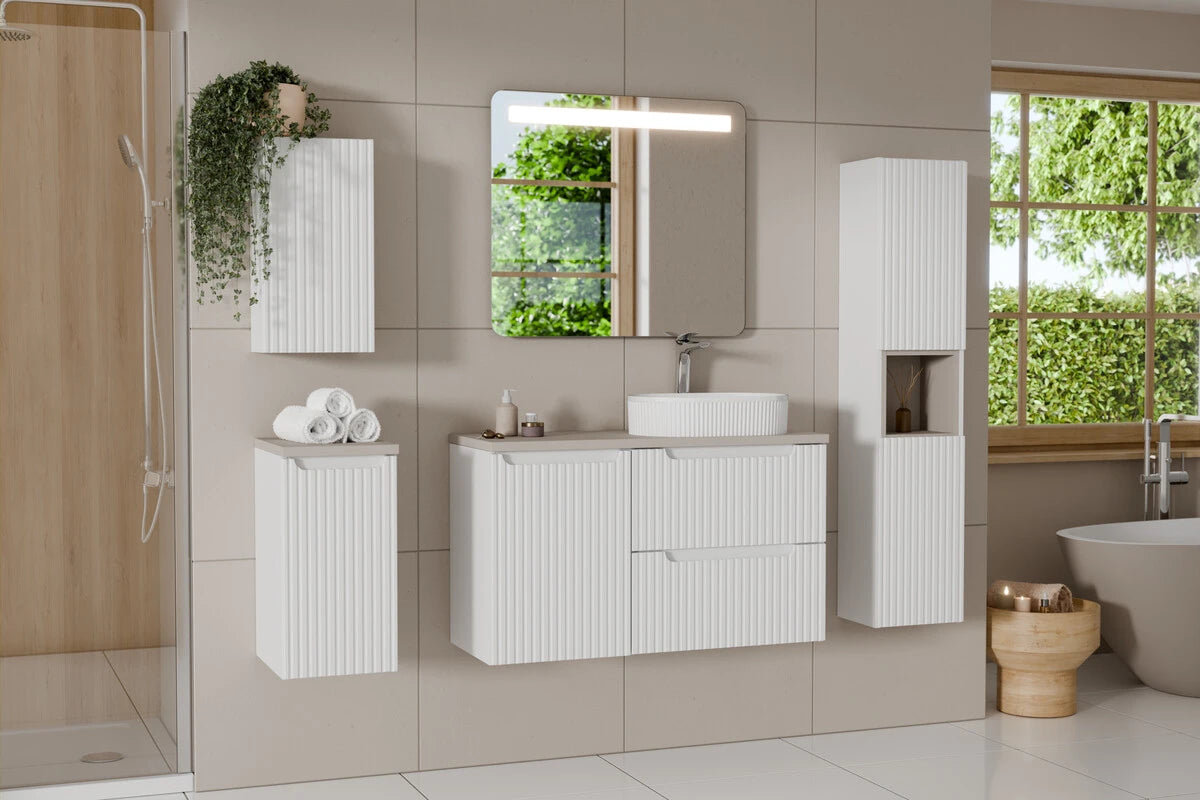 Colonne de salle de bain suspendue 140 cm Nova blanc