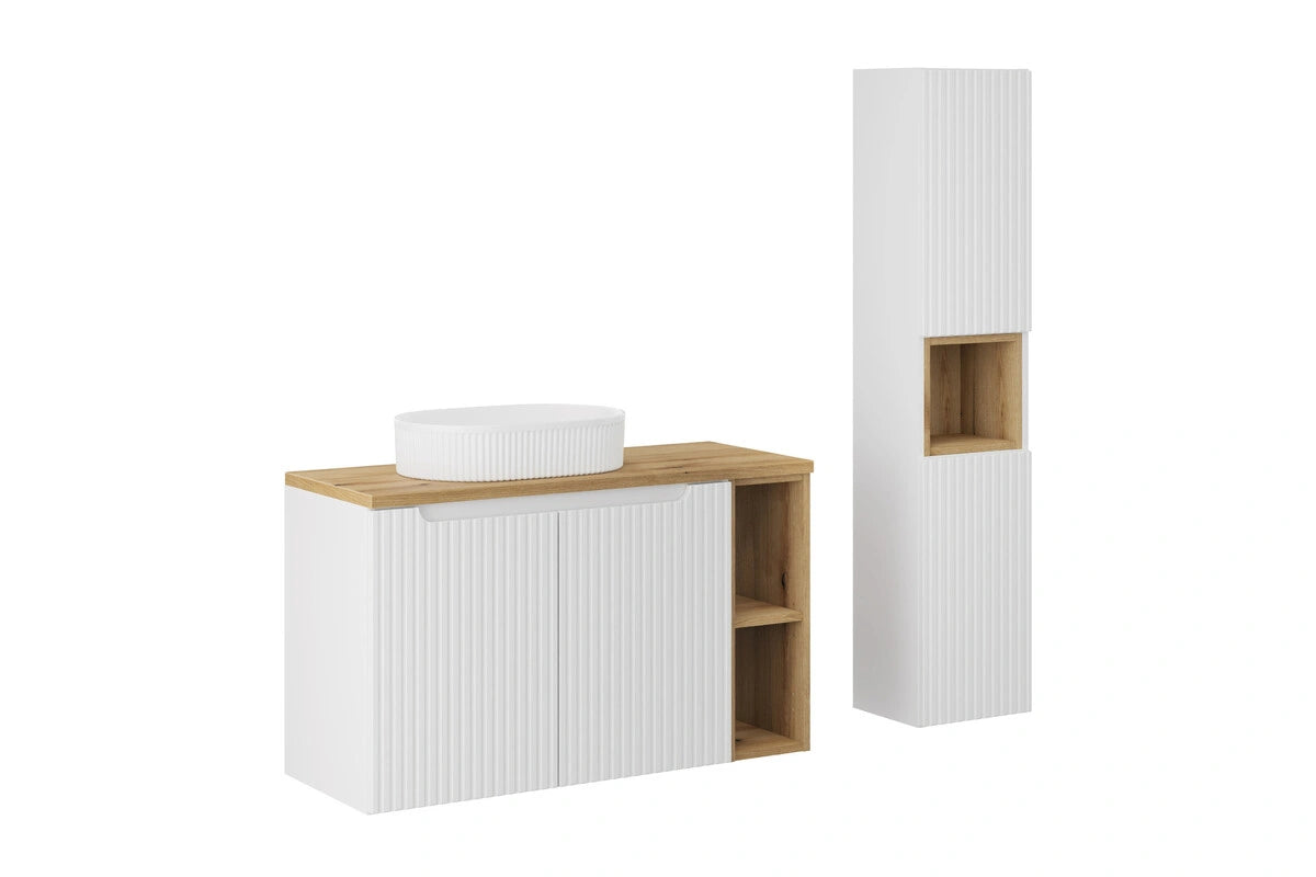 Ensemble salle de bain Nova blanc 100 cm avec vasque à poser et colonne