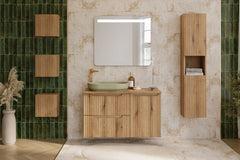Meuble simple 50 cm avec vasque encastrée et 2 tiroirs Nova chêne naturel