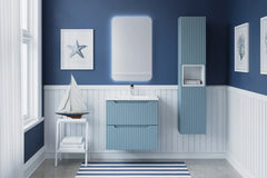 Meuble simple 60 cm avec vasque encastrée et 2 tiroirs Nova bleu sky