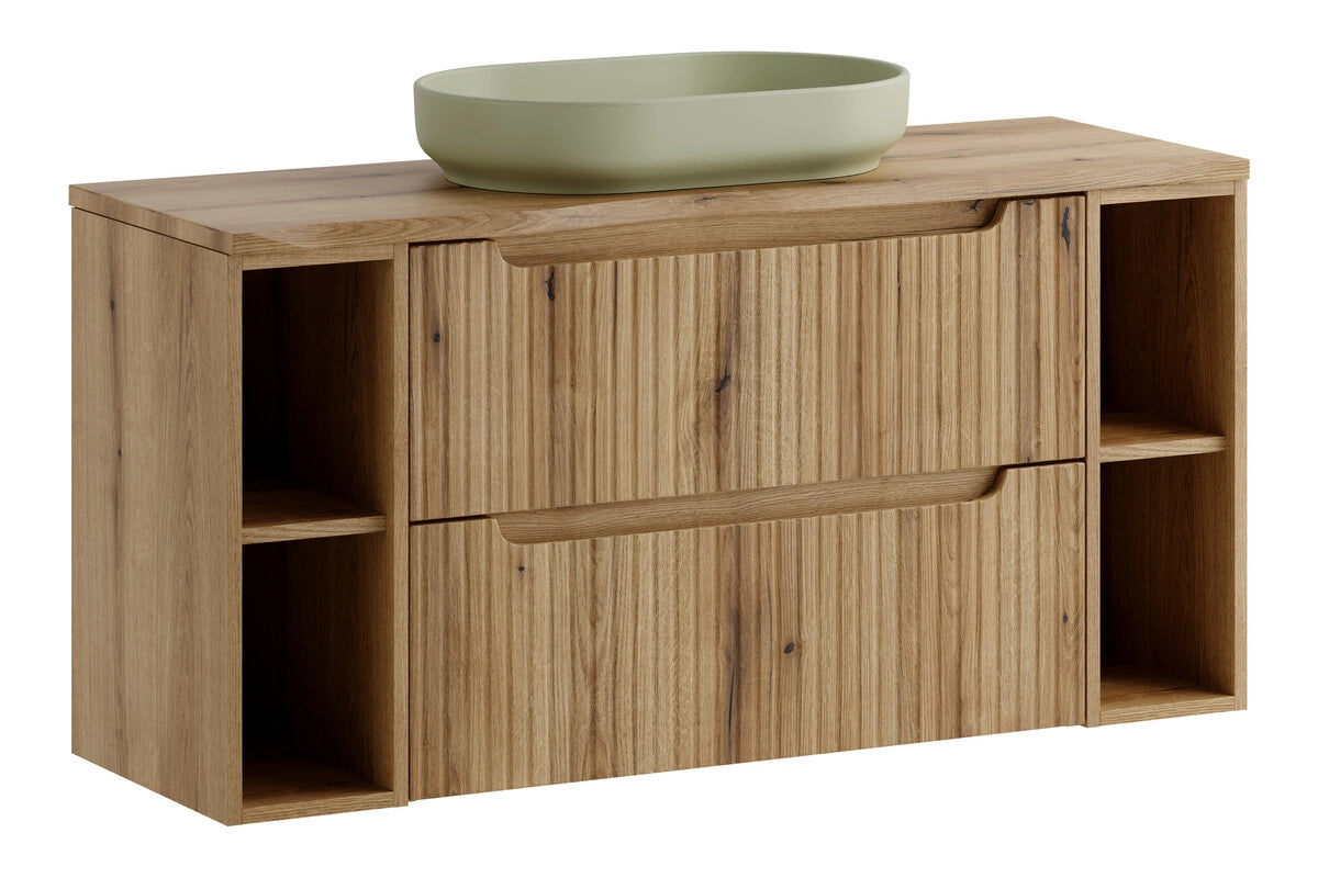Meuble salle de bain Nova bois clair 120 cm avec vasque River vert sauge