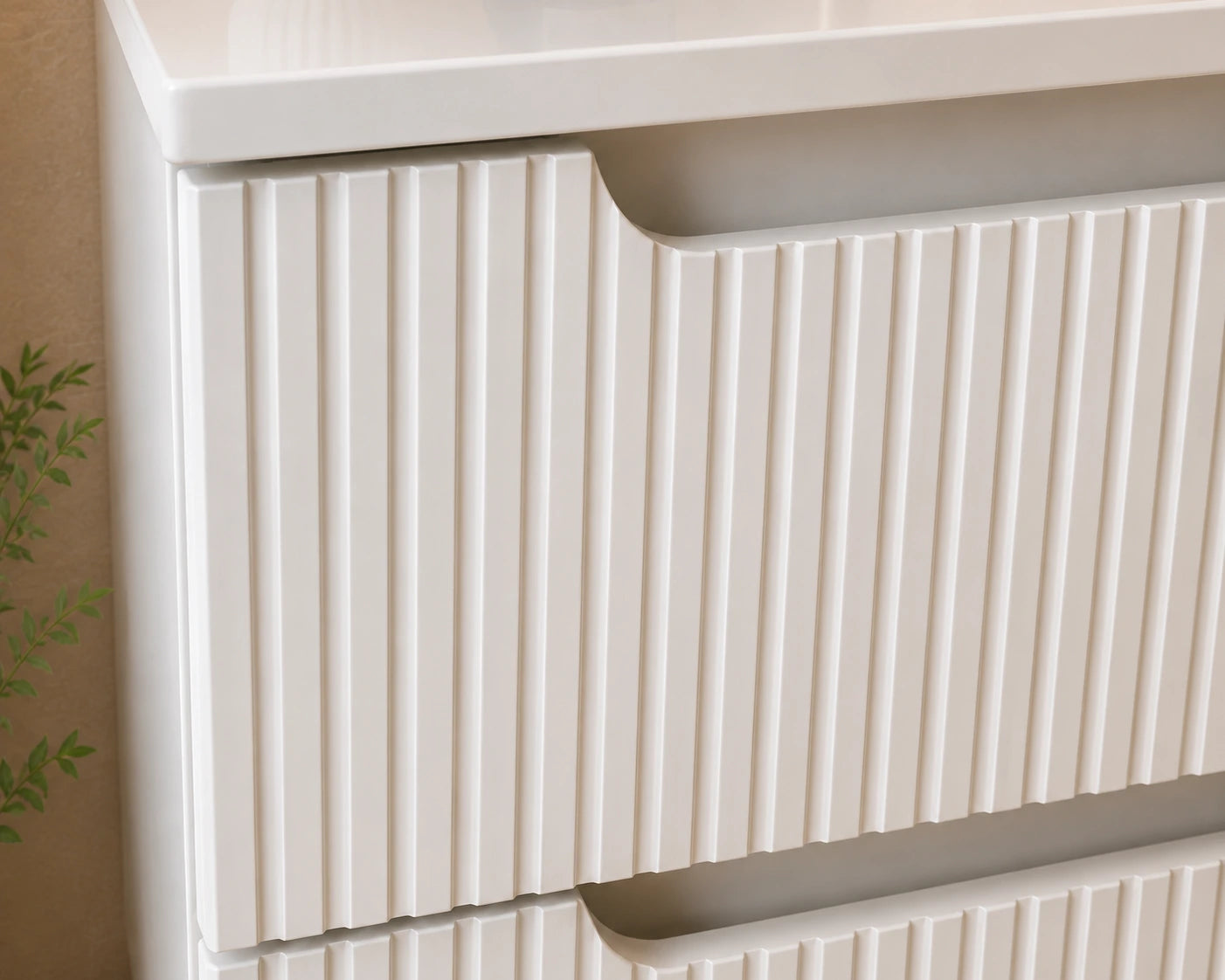 Meuble simple 50 cm avec vasque encastrée et 2 tiroirs Nova blanc