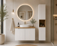 Ensemble salle de bain Nova blanc 80 cm avec vasque à poser et colonne