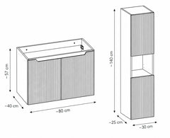 Ensemble salle de bain Nova blanc 80 cm avec vasque à poser et colonne