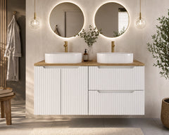 Meuble salle de bain Nova blanc 120 cm double vasque à poser 2 portes et 2 tiroirs