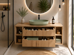 Meuble salle de bain Nova bois clair 120 cm avec vasque River vert sauge