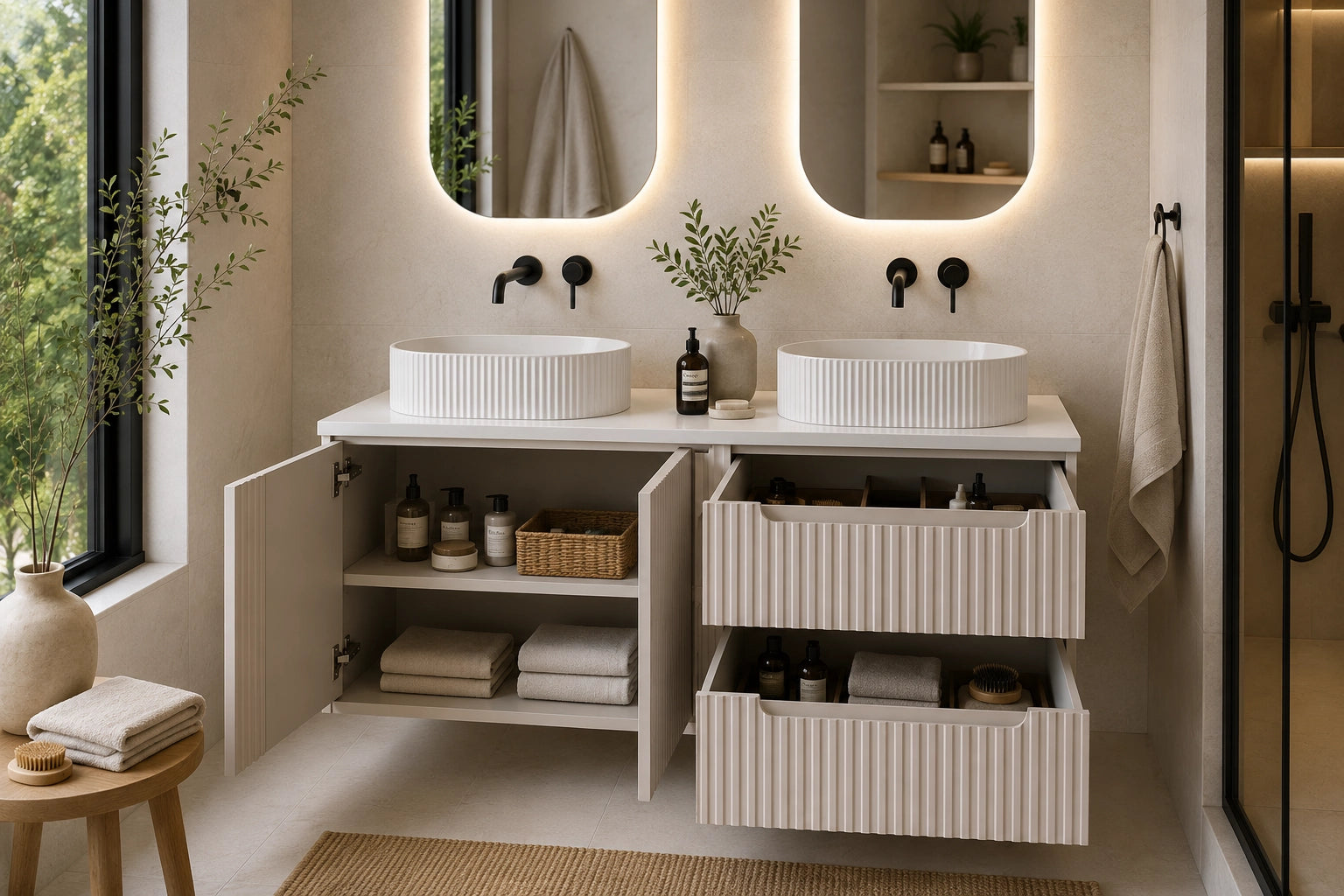 Meuble salle de bain Nova cachemire 120 cm double vasque à poser