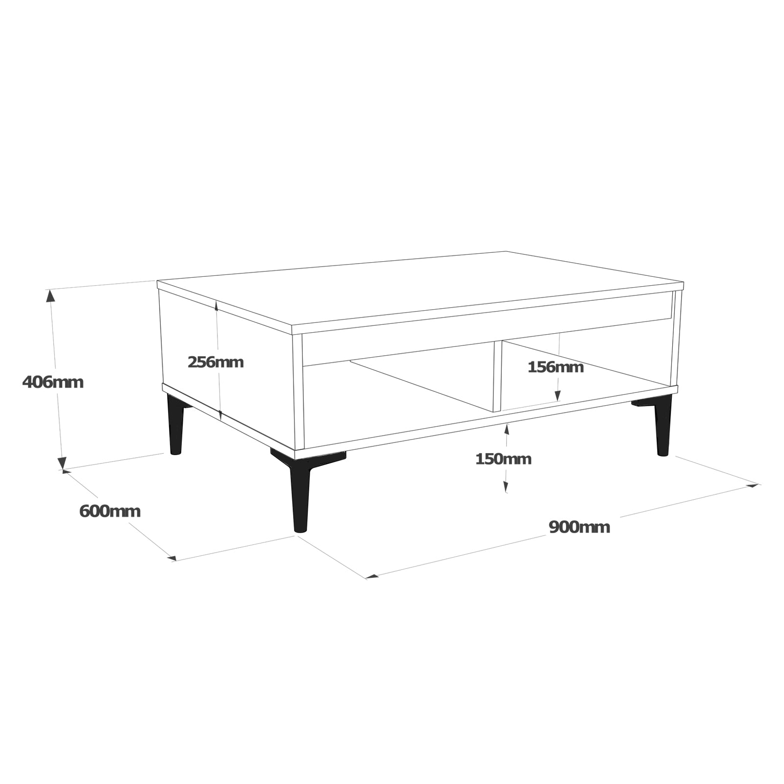 Table basse élégante 'ALIZÉ' bois foncé avec rangement parfaite pour les salons contemporains