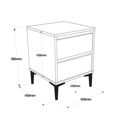 Dimensions et mesures détaillées de la table de chevet LUNAIRE en bois clair.