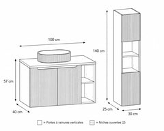 Ensemble salle de bain Nova blanc 100 cm avec vasque à poser et colonne