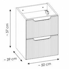 Meuble simple 50 cm avec vasque encastrée et 2 tiroirs Nova cachemire