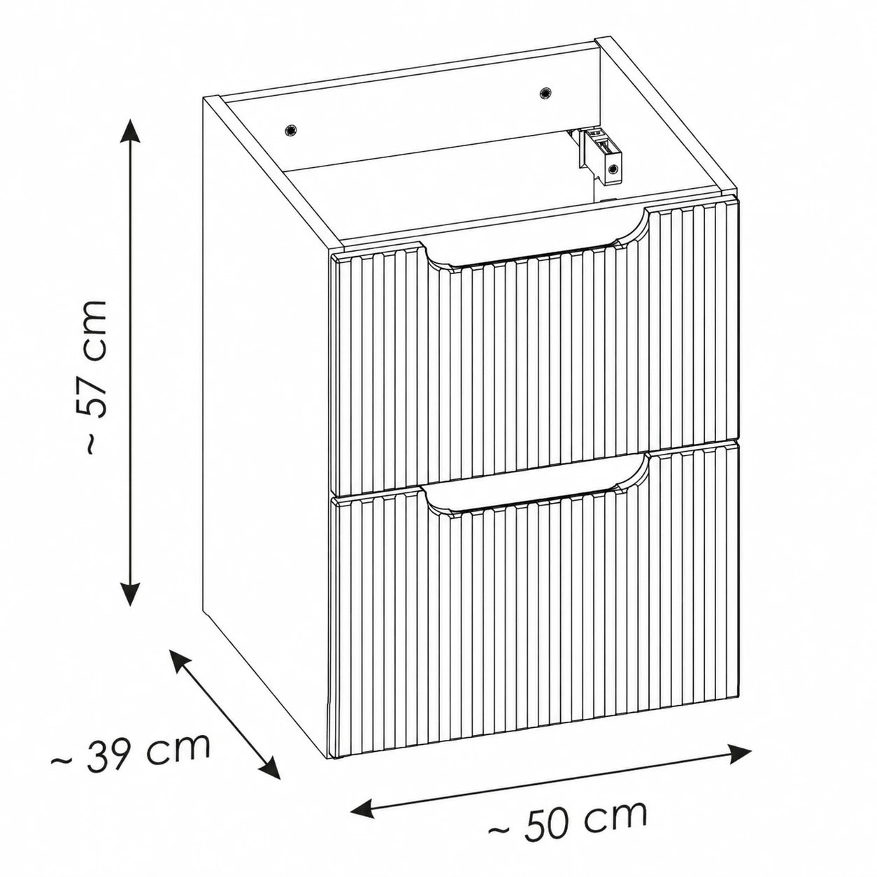 Meuble simple 50 cm avec vasque à poser et 2 tiroirs Nova chêne naturel