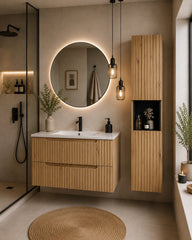 Colonne de salle de bain suspendue 140 cm Nova chêne naturel