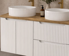 Meuble salle de bain Nova blanc 120 cm double vasque à poser 2 portes et 2 tiroirs