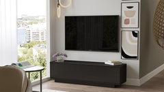Noir-Meuble TV Celeste noir 140 cm élégant avec rangements pratiques-intégration parfaite dans un salon contemporain