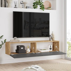 Meuble TV suspendu Oasis avec rangement ouvert - Compartiments pratiques pour box TV, consoles et accessoires multimédias