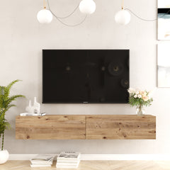 Bois clair-Meuble TV suspendu ECLYPSE noir 180cm dans un salon lumineux – LeBoMeuble