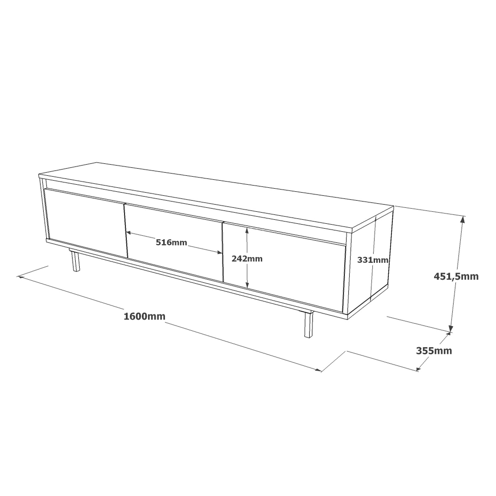 gris-Salon moderne accueillant le meuble TV MIRAGE 160cm- alliance de bois et de métal noir