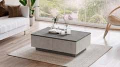 beton ciré-Table basse contemporaine ELYSEO couleur béton ciré avec décoration minimaliste
