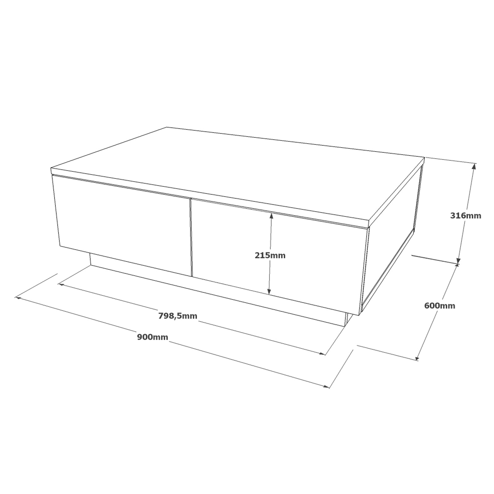 bois et blanc-Table basse ELYSEO avec rangements pratiques et surface spacieuse pour les moments conviviaux