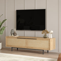 Vue de face du meuble TV 'ORION' par LeBoMeuble, style contemporain en bois avec rangement