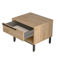 bois-table de chevet design lora-chene-pieds-acier-lebomeuble