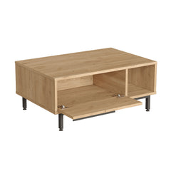 Table CALYPSO minimaliste et élégante avec tissage style rotin et cadre en acier