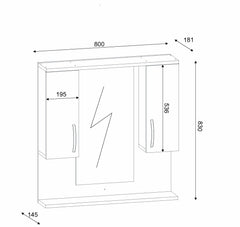 Dimensions détaillées du meuble de salle de bain MirroSpace avec miroir - LeBoMeuble