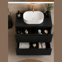 Meuble simple 60 cm avec vasque à poser et 2 tiroirs  Nova noir