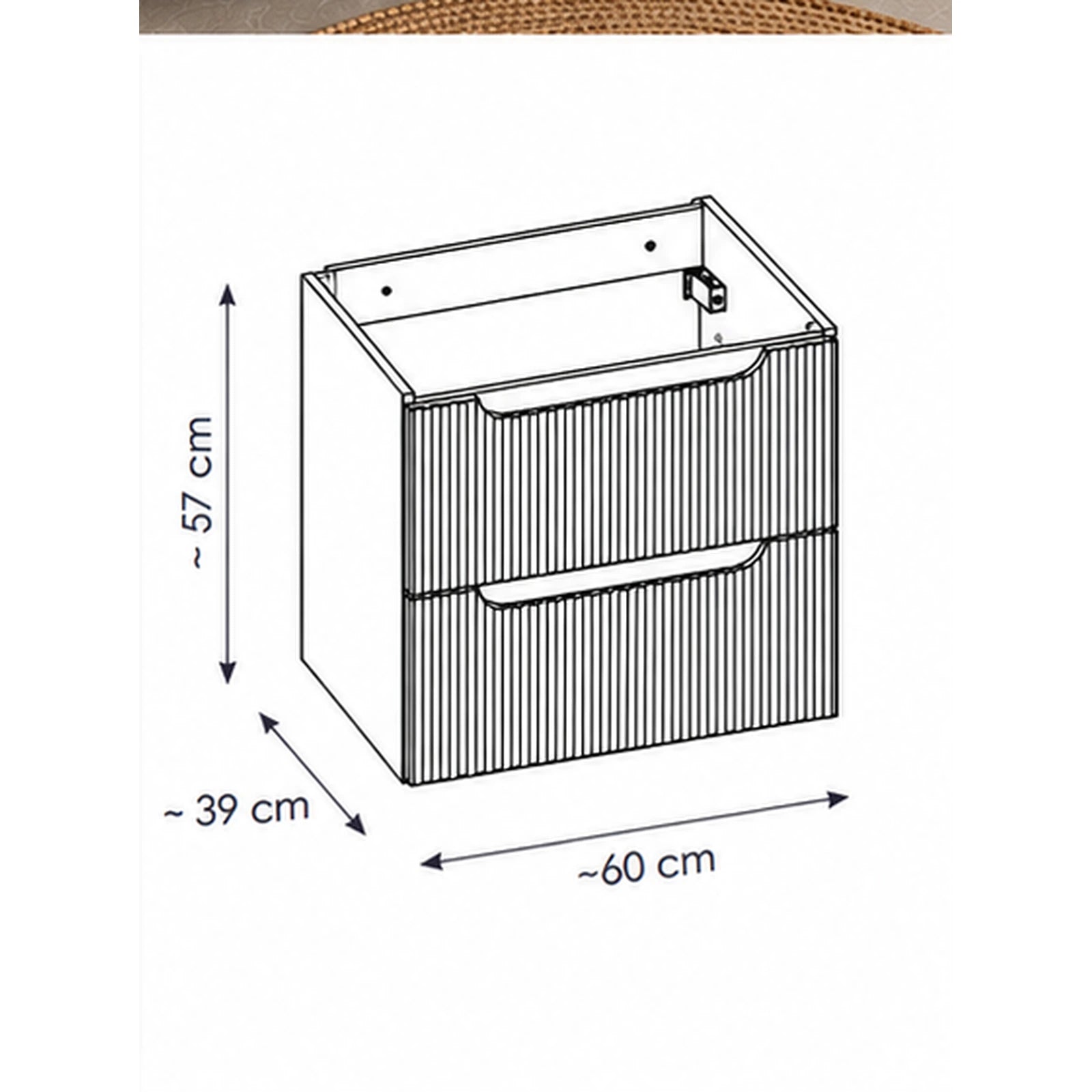 Meuble simple 60 cm avec vasque à poser et 2 tiroirs  Nova noir