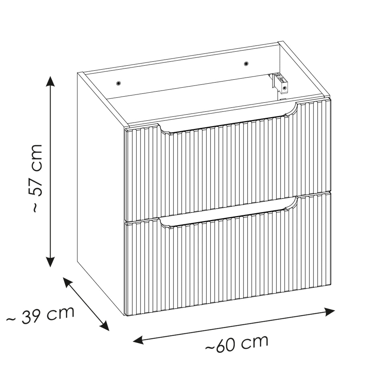 Meuble simple 60 cm avec vasque à poser et 2 tiroirs Nova blanc