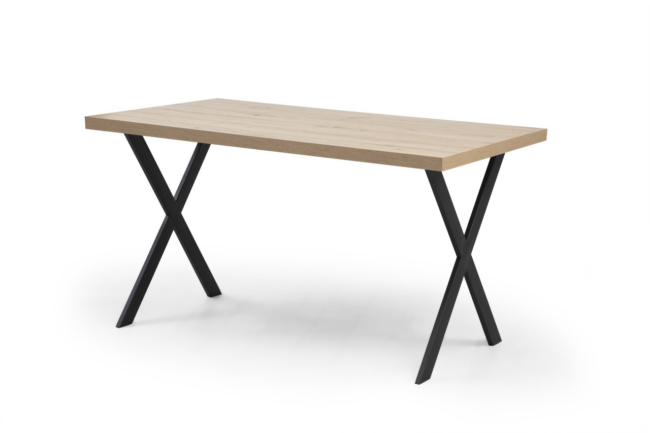 Table à manger 'CASA' leBoMeuble avec plateau en bois robuste et pieds en acier