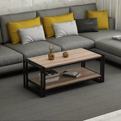 Table basse contemporaine GRENADE leBoMeuble avec plateau en bois et pieds métalliques